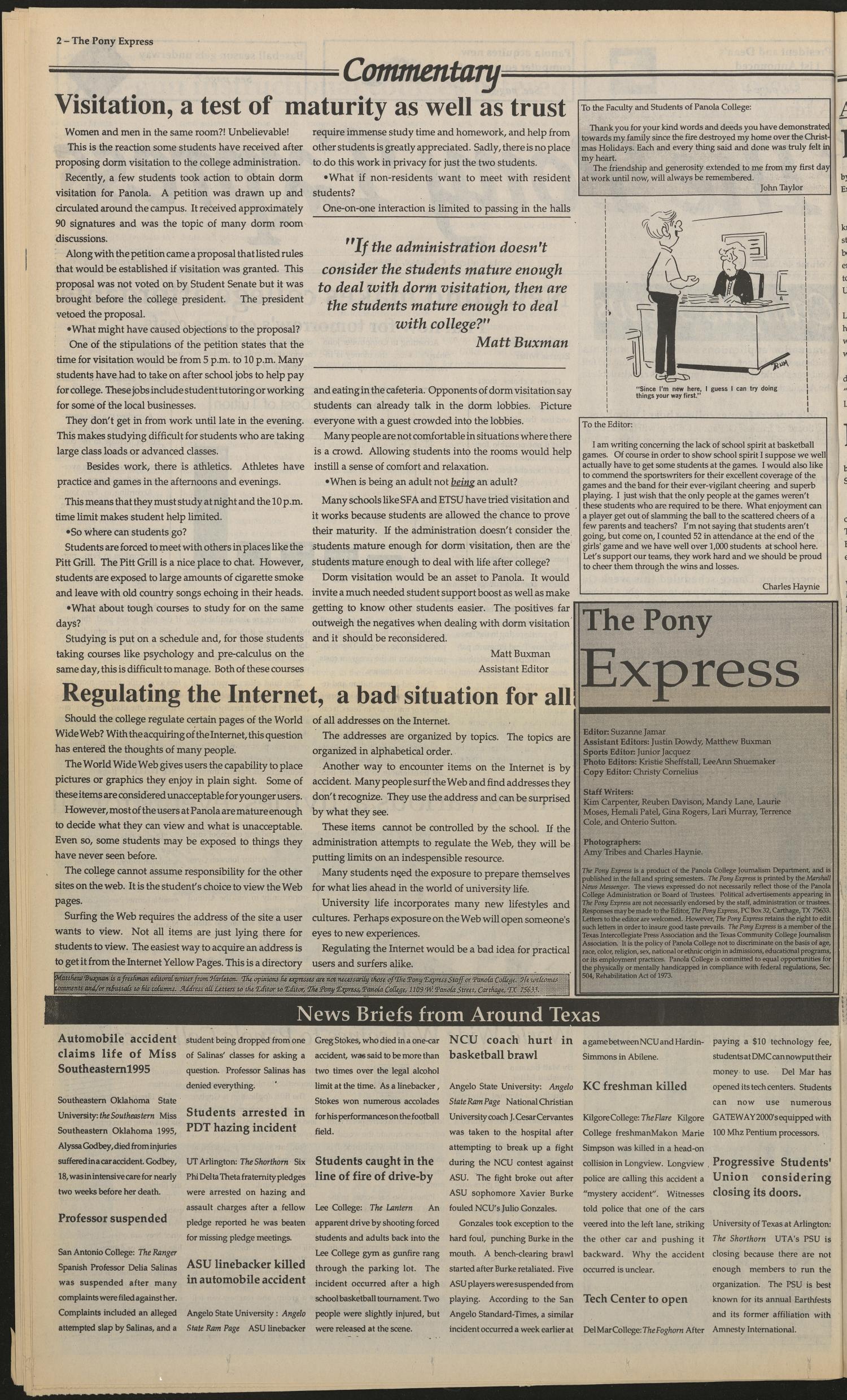 The Pony Express (Carthage, Tex.), Vol. 46, No. 6, Ed. 1 Monday, February 12, 1996
                                                
                                                    [Sequence #]: 2 of 8
                                                
