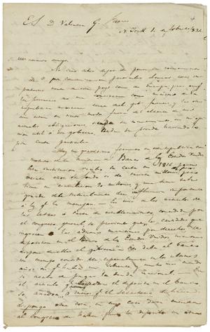 Primary view of object titled '[Letter from Lorenzo de Zavala to Valentin Gomez Farias, October 11, 1834]'.
