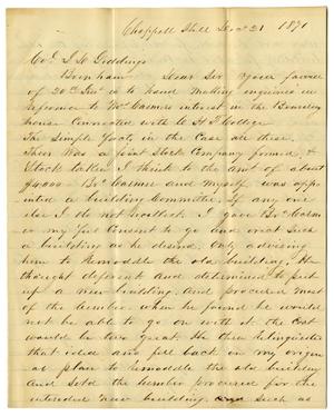 Primary view of object titled '[Letter from John H. Stone to J. D. Giddings - December 21, 1871]'.