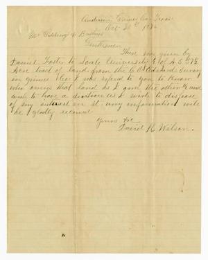 [Letter from David H. Wilson to J. D. Giddings and Brothers - October 20, 1876]
