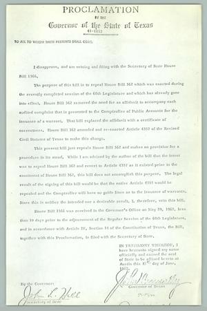 [Proclamation by the Governor of the State of Texas: 41-1172]