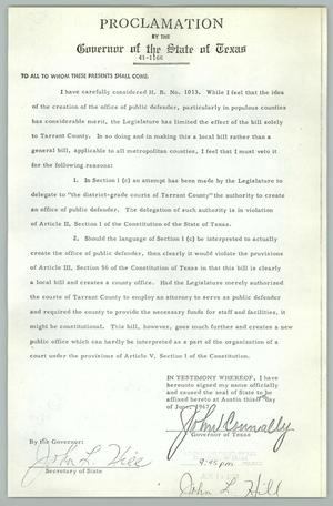 [Proclamation by the Governor of the State of Texas: 41-1166]