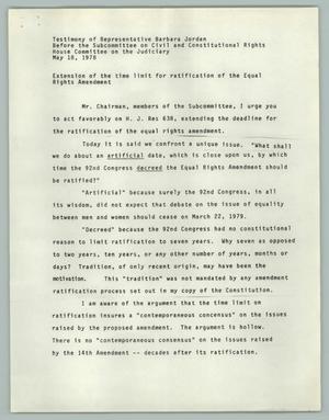 Primary view of object titled 'Extension of the time limit for ratification of the Equal Rights Amendment'.