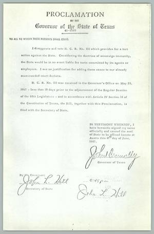 [Proclamation by the Governor of the State of Texas: 41-1180]