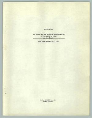 Primary view of object titled 'Audit Report: The Senate and the House of Representatives of the State of Texas'.