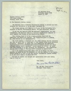 [Letter from Mr. and Mrs. David Letson to Barbara Jordan, August 8, 1968]