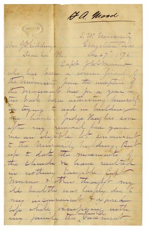 [Letter from F. A. Mood to J. D. Giddings - December 27, 1876]