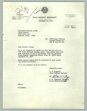 [Letter from R. W. Townsley to Barbara C. Jordan, December 15, 1969]