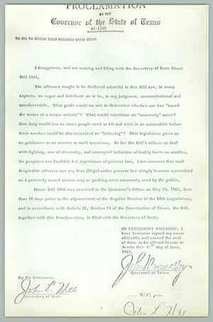 [Proclamation by the Governor of the State of Texas: 41-1168]