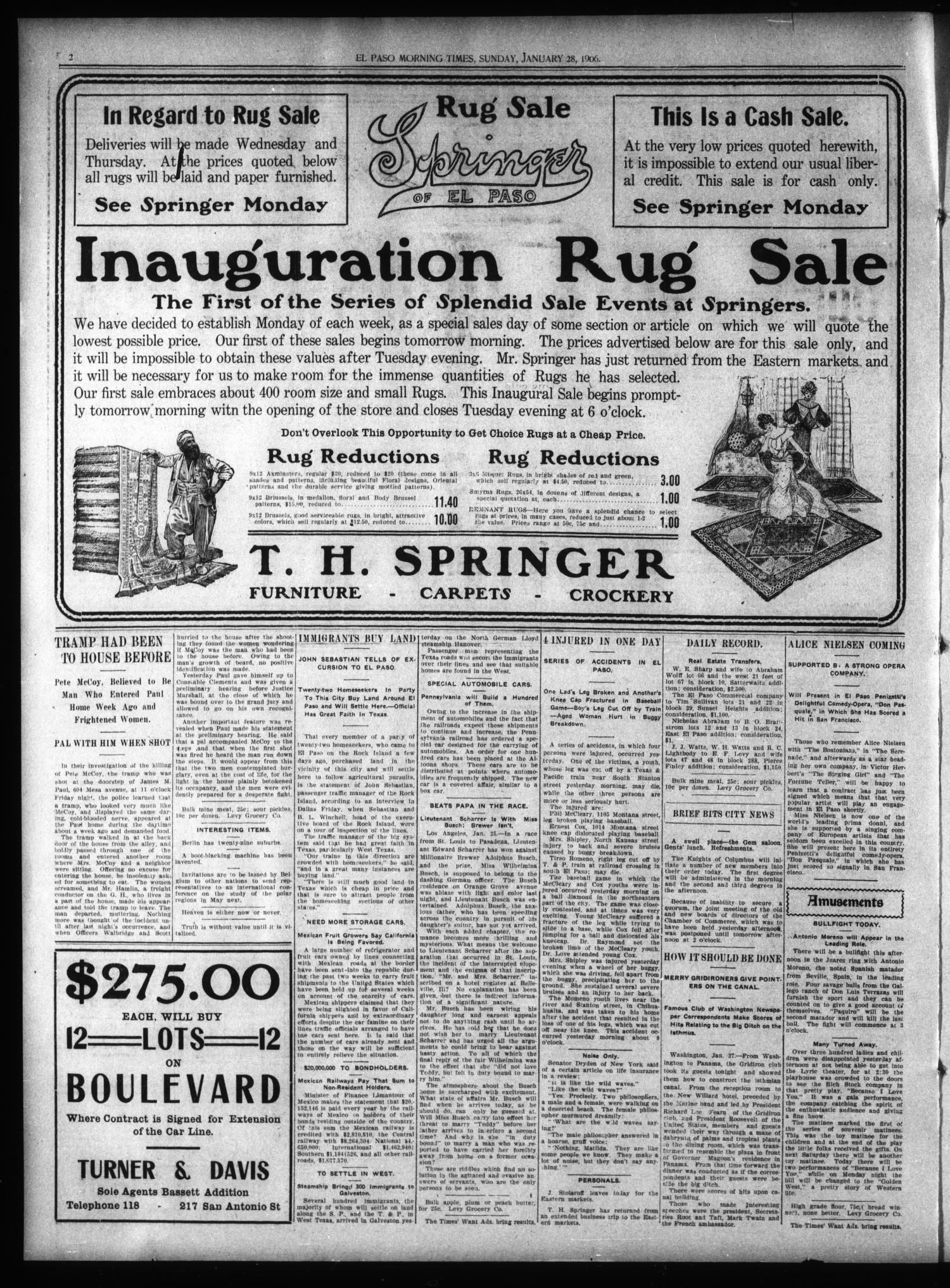 El Paso Sunday Times (El Paso, Tex.), Vol. 26, Ed. 1 Sunday, January 28, 1906
                                                
                                                    [Sequence #]: 2 of 16
                                                
