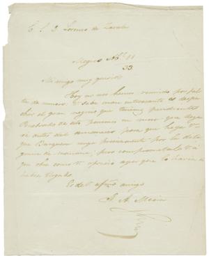 Primary view of object titled '[Letter from Mexia to Zavala, April 11, 1833]'.