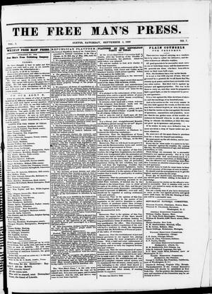 Primary view of object titled 'The Free Man's Press. (Austin, Tex.), Vol. 1, No. 7, Ed. 1 Saturday, September 5, 1868'.