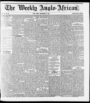 Primary view of object titled 'The Weekly Anglo-African. (New York [N.Y.]), Vol. 1, No. 20, Ed. 1 Saturday, December 3, 1859'.