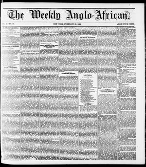 The Weekly Anglo-African. (New York [N.Y.]), Vol. 1, No. 32, Ed. 1 Saturday, February 25, 1860