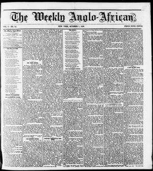 Primary view of object titled 'The Weekly Anglo-African. (New York [N.Y.]), Vol. 1, No. 12, Ed. 1 Friday, October 7, 1859'.
