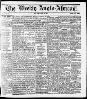 The Weekly Anglo-African. (New York [N.Y.]), Vol. 1, No. 10, Ed. 1 Saturday, September 24, 1859