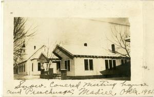 Primary view of object titled '[Postcard of Meeting House]'.