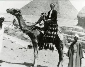 [Photograph of George Klingman on Camel]