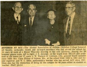 [Newspaper Clipping: Honored at ACC]