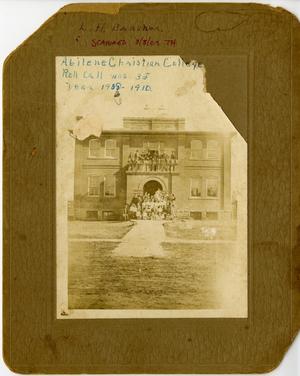 Primary view of object titled '[Photograph of Students in Front of the Main Building]'.