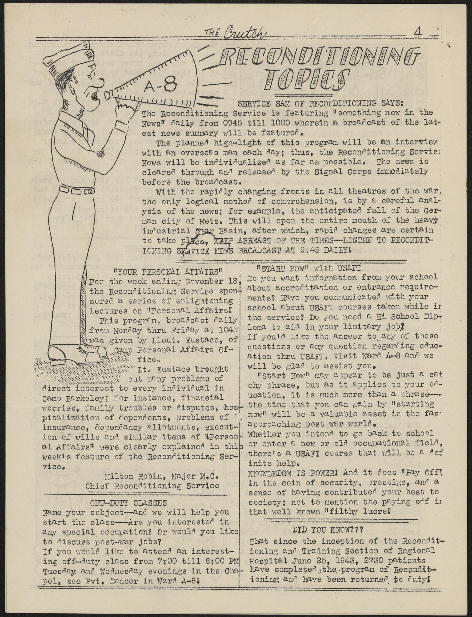 The Crutch (Camp Barkeley, Tex.), Vol. 6, No. 3, Ed. 1 Thursday, November 16, 1944
                                                
                                                    [Sequence #]: 4 of 6
                                                