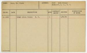Primary view of object titled '[Client Card: Mr. Frank Bron]'.