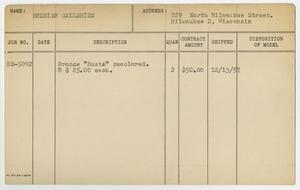 Primary view of object titled '[Client Card: Bresler Galleries]'.