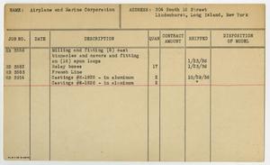 Primary view of object titled '[Client Card: Airplane and Marine Corporation]'.