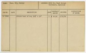 Primary view of [Client Card: Mrs. George Boas]