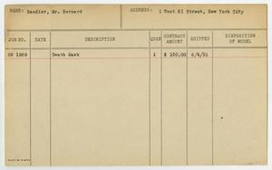 Primary view of object titled '[Client Card: Mr. Bernard Bandler]'.