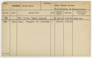Primary view of object titled '[Client Card: Miss Linda Brenner]'.