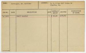 Primary view of object titled '[Client Card: Mr. Mortimer Burroughs]'.