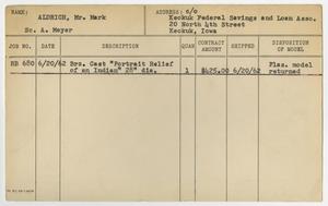 Primary view of object titled '[Client Card: Mr. Mark Aldrich]'.