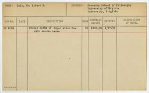 Primary view of object titled '[Client Card: Mr. Albert G. Balz]'.