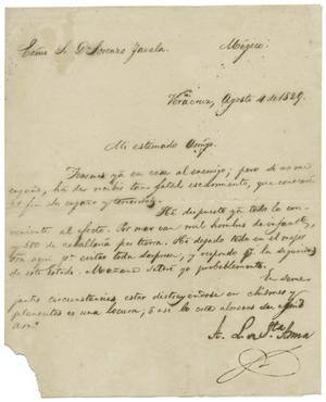 Primary view of object titled '[Letter from Santa Anna, August 4, 1829]'.