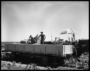 Farmer and Farm Machinery with Crops
