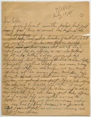 Primary view of object titled '[Letter from John Todd Willis, Jr. to his Parents, July 18, 1945]'.