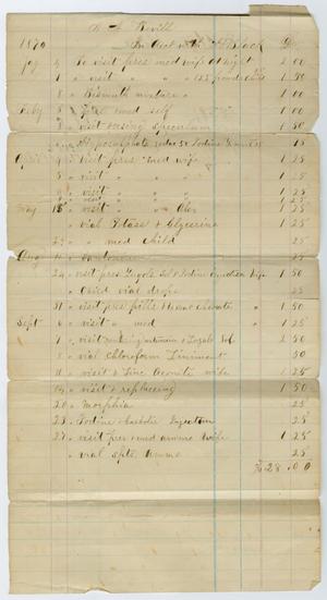 Primary view of object titled '[Account Between Dr. Alexander Archer Beville and Dr. Black, 1870]'.