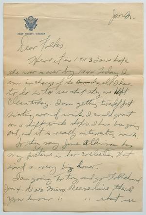 [Letter from John Todd Willis, Jr. to his Parents, January 2 and 6, 1943]