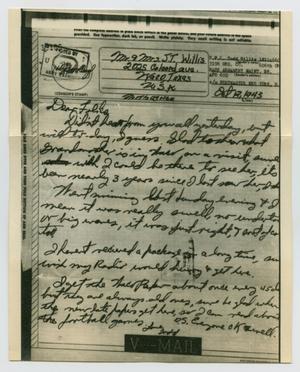 [Letter from John Todd Willis, Jr. to his Parents, October 12, 1943]