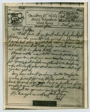 [Letter from John Todd Willis, Jr. to his Parents, September 13, 1943]