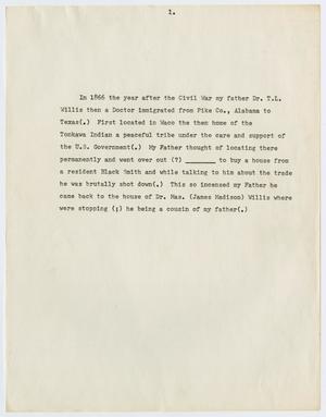 Primary view of object titled '[Transcription of Letter from Thomas Middlebrook Willis, 1930]'.