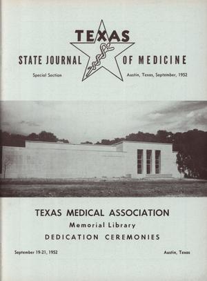 Primary view of object titled 'Texas State Journal of Medicine, Special Section, September 19 - 21, 1952'.