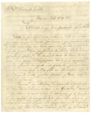 Primary view of object titled '[Letter from Santa Anna to Zavala, July 15, 1829]'.