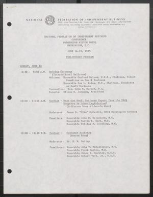 [Schedule for Tower participation and Speech an National Federation Independent Business, June 16, 1975]