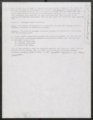 [Outline of Issues about Role of Federal Government in Regulating Mortgage given to John Tower, 197?]
