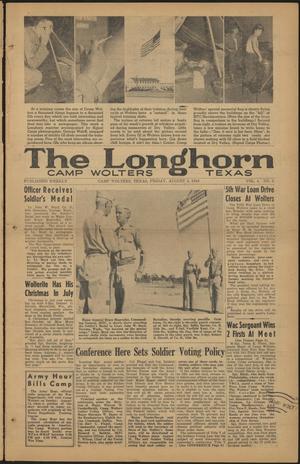 Primary view of object titled 'The Longhorn (Camp Wolters, Tex.), Vol. 4, No. 6, Ed. 1 Friday, August 4, 1944'.