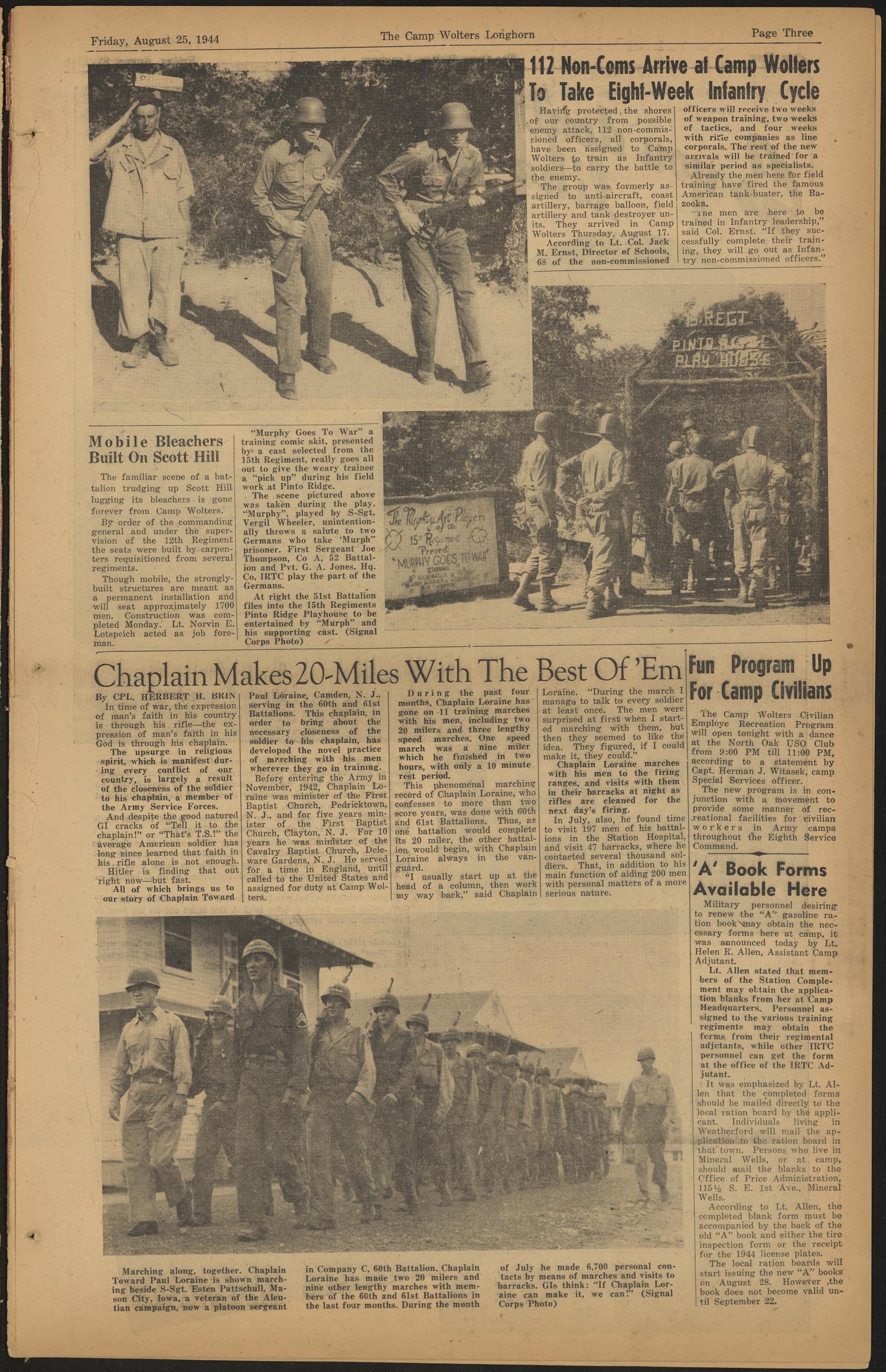 The Longhorn (Camp Wolters, Tex.), Vol. 4, No. 9, Ed. 1 Friday, August 25, 1944
                                                
                                                    [Sequence #]: 3 of 8
                                                