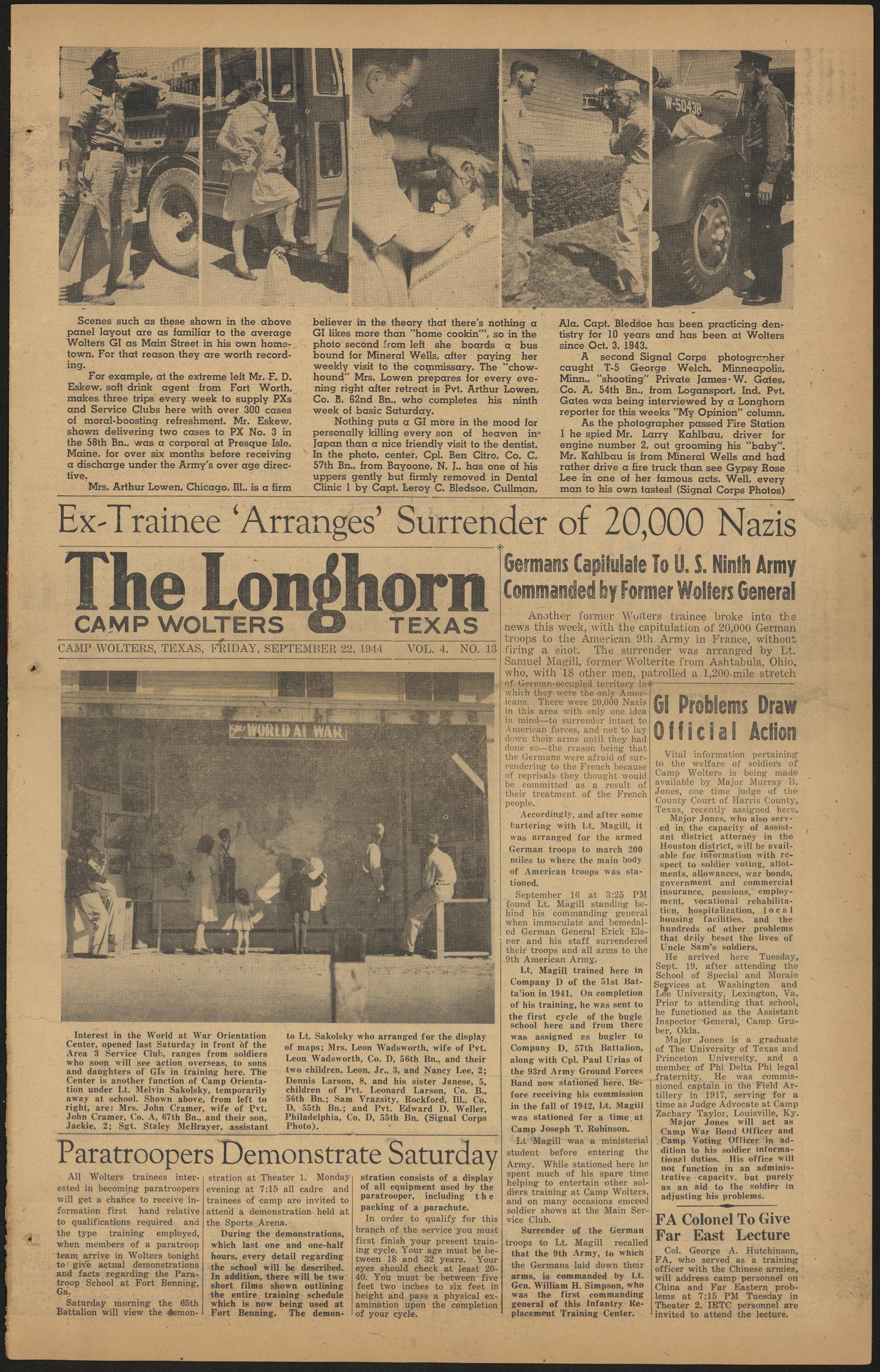The Longhorn (Camp Wolters, Tex.), Vol. 4, No. 13, Ed. 1 Friday, September 22, 1944
                                                
                                                    [Sequence #]: 1 of 8
                                                