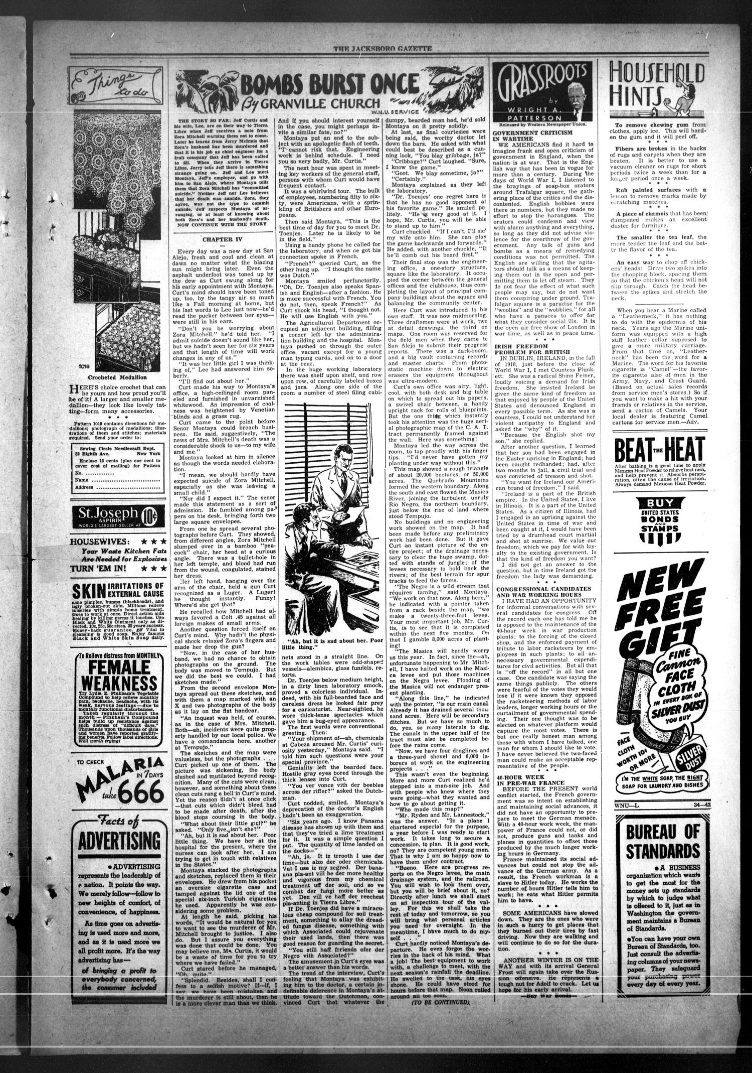 The Jacksboro Gazette (Jacksboro, Tex.), Vol. 63, No. 13, Ed. 1 Thursday, August 27, 1942
                                                
                                                    [Sequence #]: 3 of 8
                                                